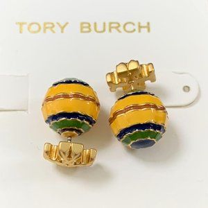 Tory Burch ROXANNE Double-Sided Stud Retro Gold Double Tlogo enamel glaze ball